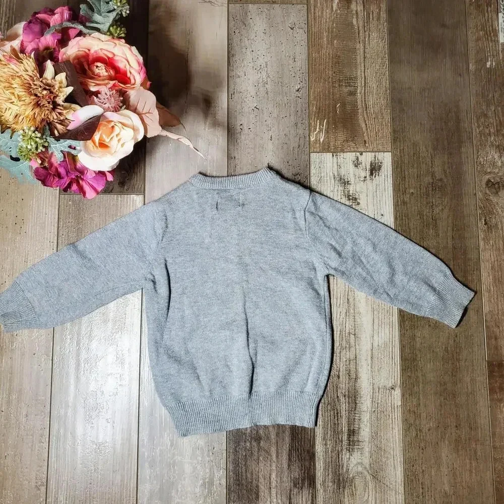 PLACE Est. 1989 V-Neck Toddler Boy Argyle Knit Sweater Gray Size 18-24M